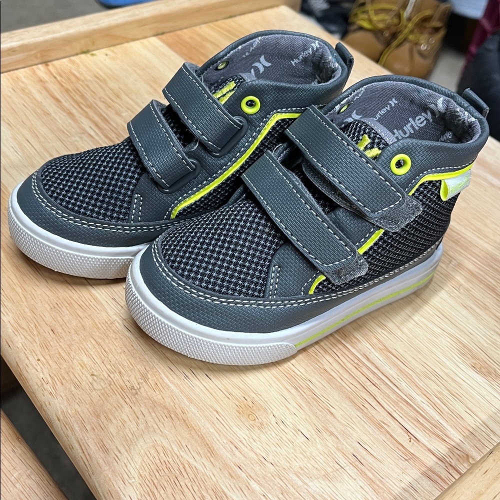 Hurley Kids' Charcoal and Lime Sneakers
